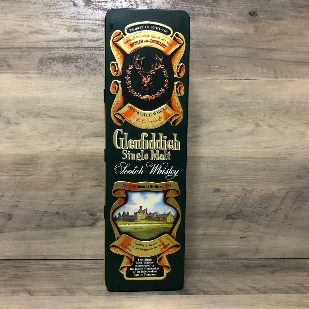 Collectible Hinged Tin:Glenfiddich Single Malt Scotch Whiskey for bar, man cave